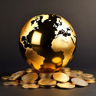 Golden Globe on Coin Stack