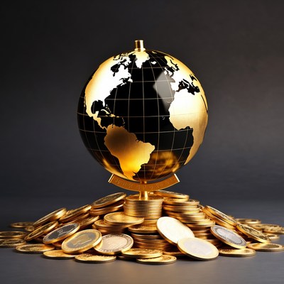 Golden Globe on Money Pile