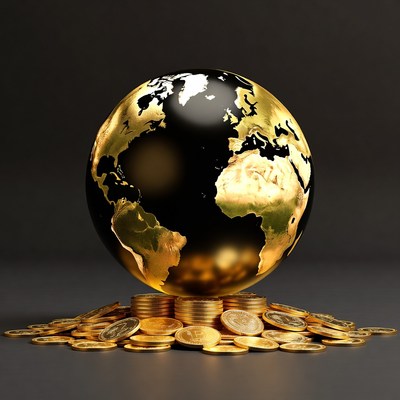 Golden Globe on Coin Pile