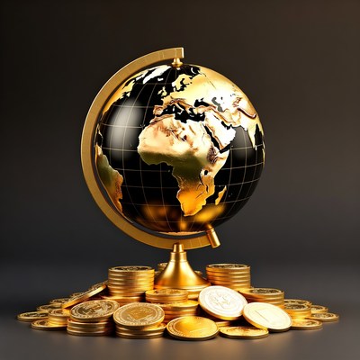 Golden Globe on Coin Stack
