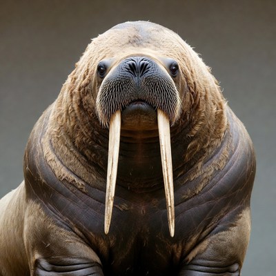 Walrus with long tusks