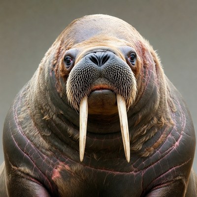 Walrus with long tusks