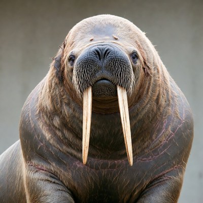 Walrus with long tusks