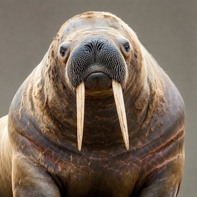 Walrus with long tusks