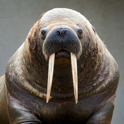 Walrus with long tusks