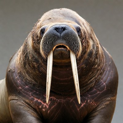 Walrus with long tusks