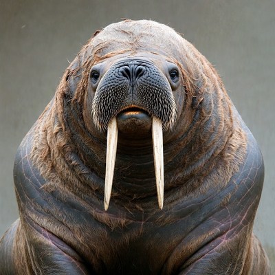 Walrus with long tusks