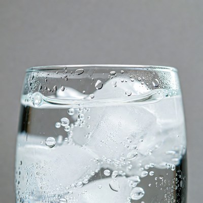 Glass of Water with Ice Cubes