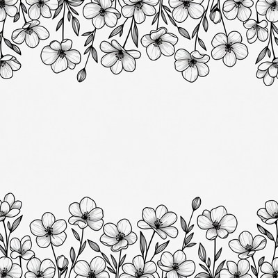 Black and White Floral Border