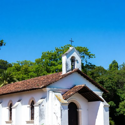 White chapel with bell tower