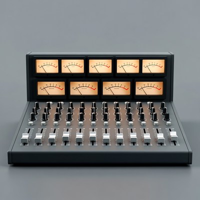 Audio Mixing Console with VU Meters