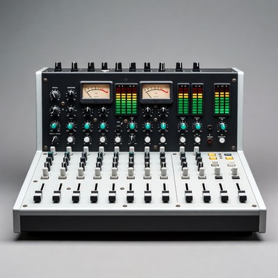 Vintage Analog Audio Mixing Console