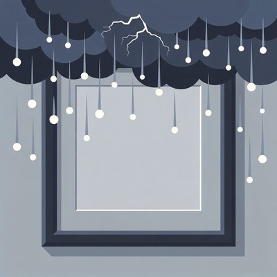 Stormy Clouds Frame with Lightning