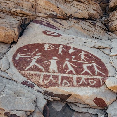 Ancient Rock Art with Stick Figures