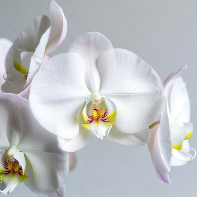 White Phalaenopsis Orchids with Yellow Centers