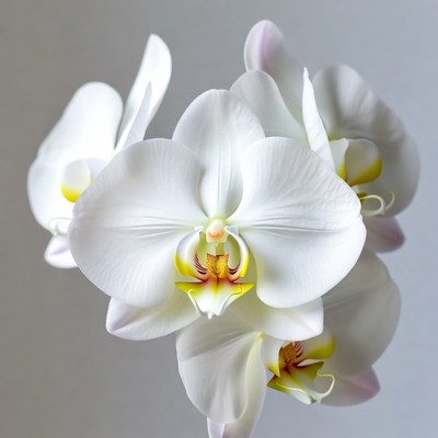 White Phalaenopsis Orchids with Yellow Centers