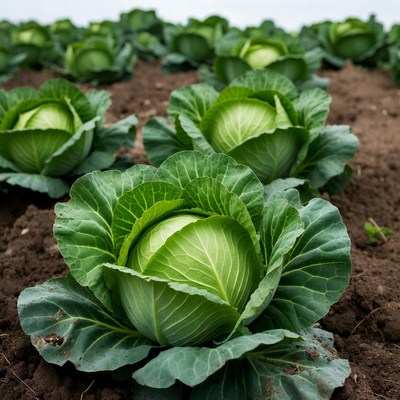 Fresh Green Cabbage Field