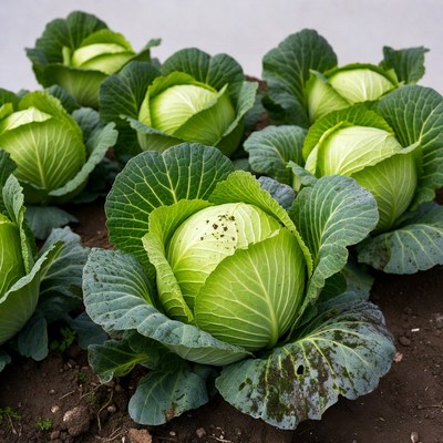 Fresh green cabbage heads