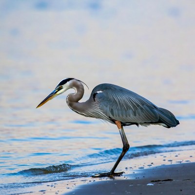 Great Blue Heron on Beach
