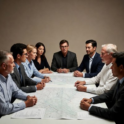 Business professionals at meeting table