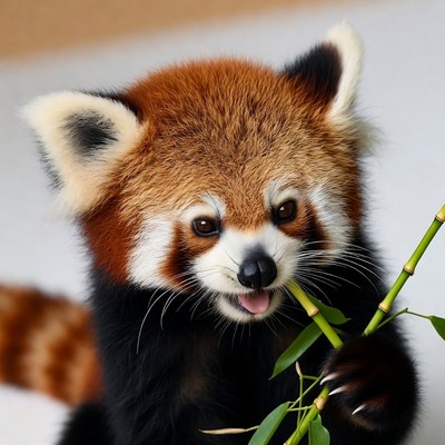 Red Panda Eating Bamboo