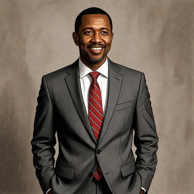 African-American man in gray suit smiling