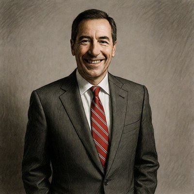 Smiling man in gray suit
