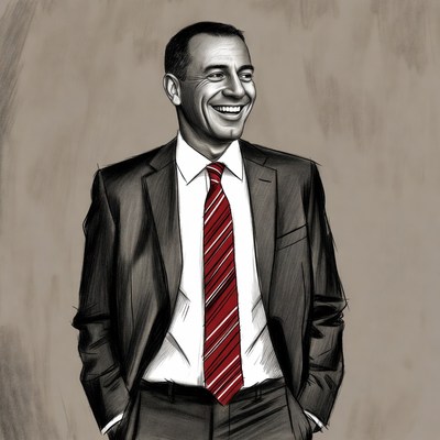 Smiling man in suit and red tie