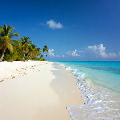 Tropical Beach with Palm Trees