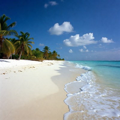 Tropical beach with palm trees