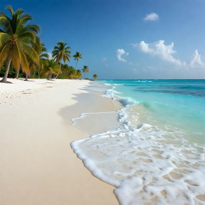 Tropical beach with palm trees