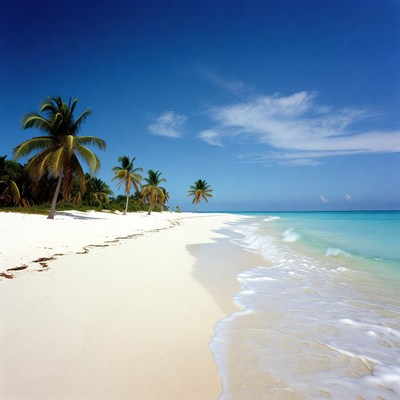Tropical beach with palm trees