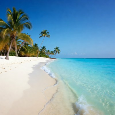 Tropical beach with palm trees