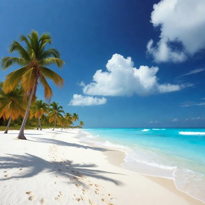 Tropical beach with palm trees