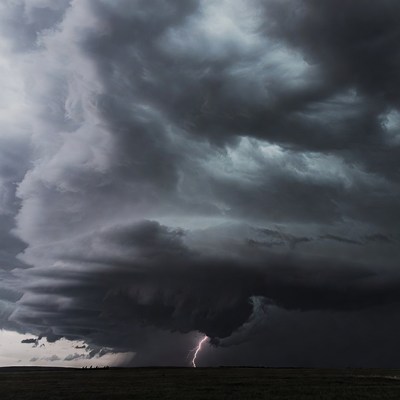 Lightning Storm Over Grass Field