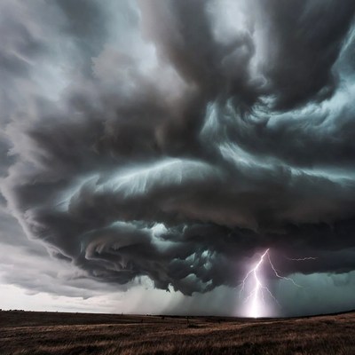 Dramatic Thunderstorm Clouds with Lightning
