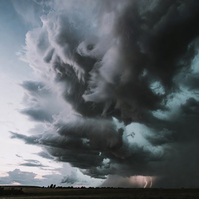 Dramatic Lightning Storm Over Field