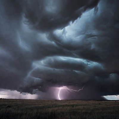 Lightning Storm Over Grassland