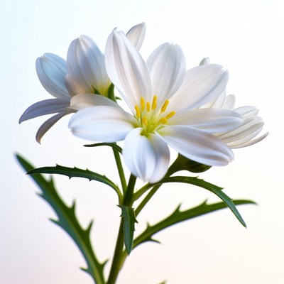 White Star-Shaped Flowers on Stem