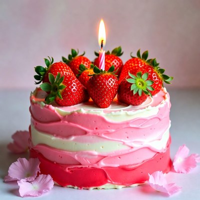 Strawberry cake with candle