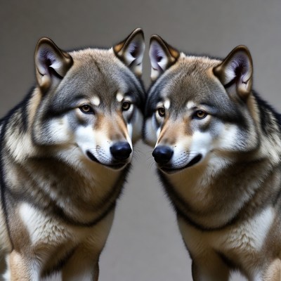 Two Wolves Facing Each Other