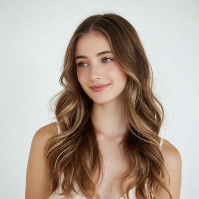 Young woman with wavy brown hair