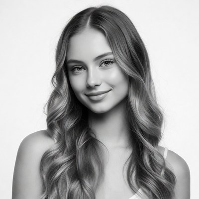 Smiling woman with wavy hair