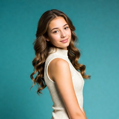 Teen girl with long wavy hair