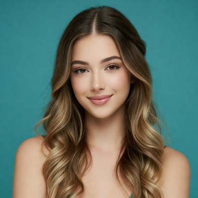 Smiling woman with wavy brown hair