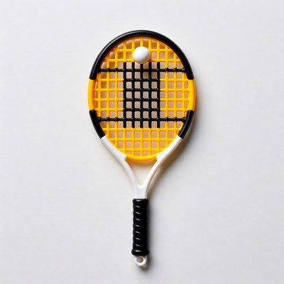 Yellow tennis racket with ball