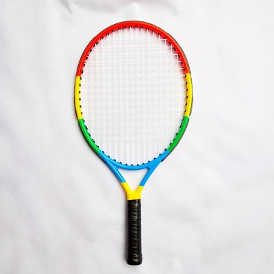 Colorful Tennis Racket on White Background