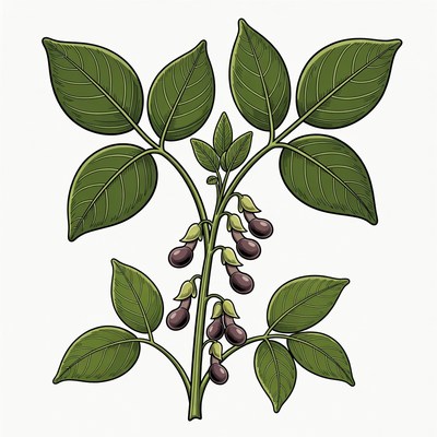 Eggplant Plant with Purple Fruits