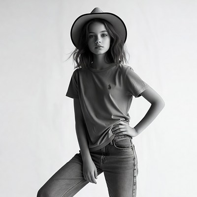 Girl wearing cowboy hat
