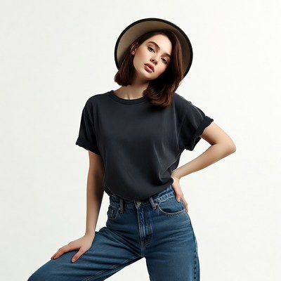 Woman wearing hat and jeans